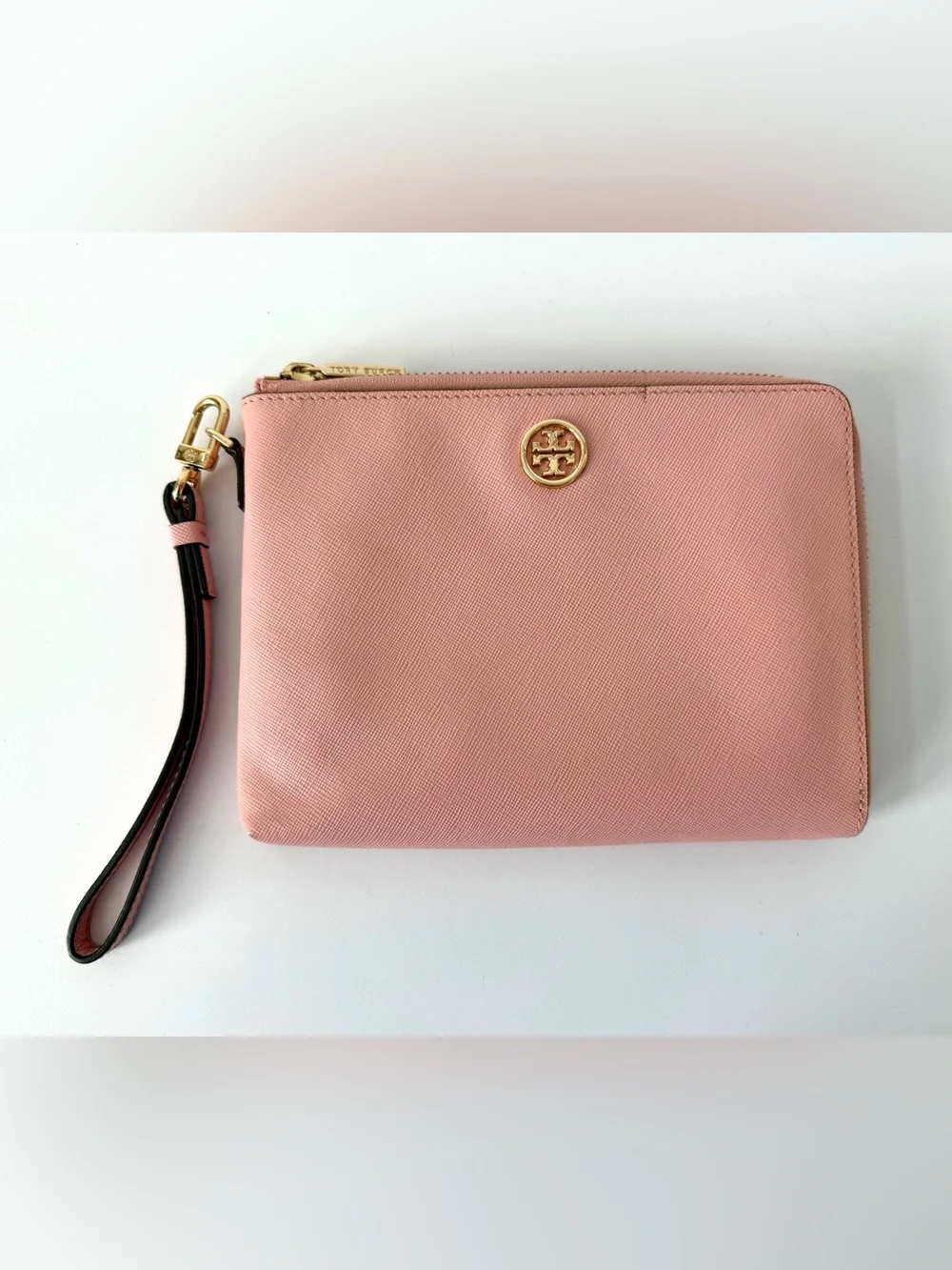Tory Burch Saffiano Leather Wristlet Wallet in Blush Pink